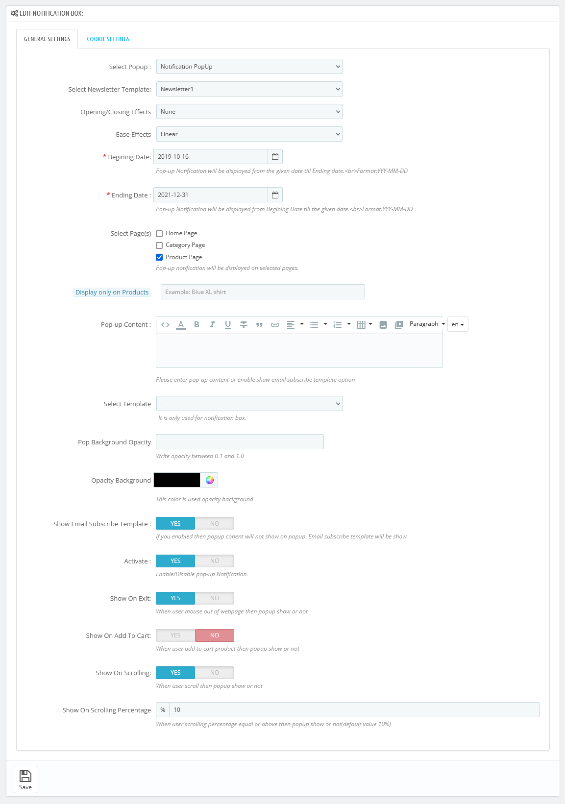 custom popup module prestashop