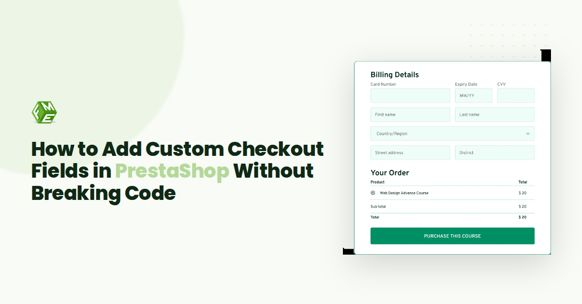 Como adicionar campos personalizados ao checkout do PrestaShop sem quebrar o código