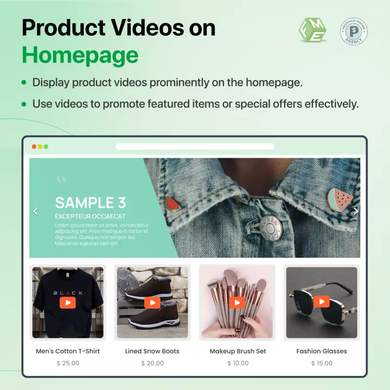 Productvideo's op de homepage