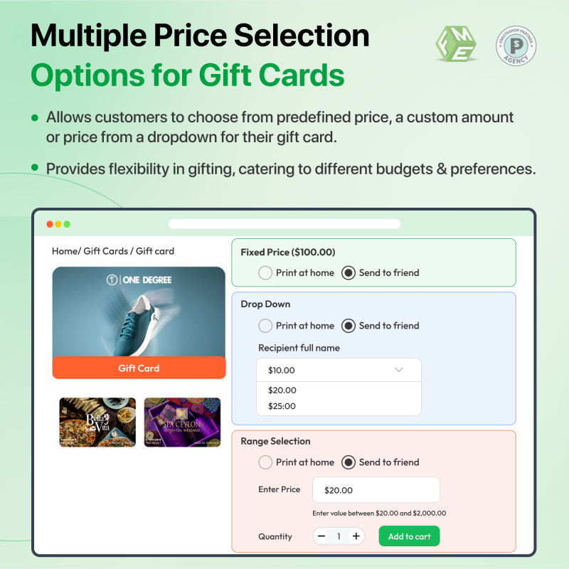 Offer Multiple Ways to Set Gift Card Values