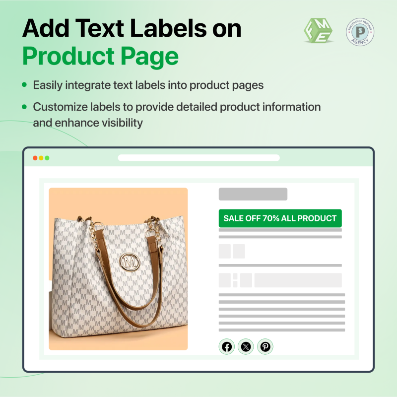 Tekstlabels op productpagina's